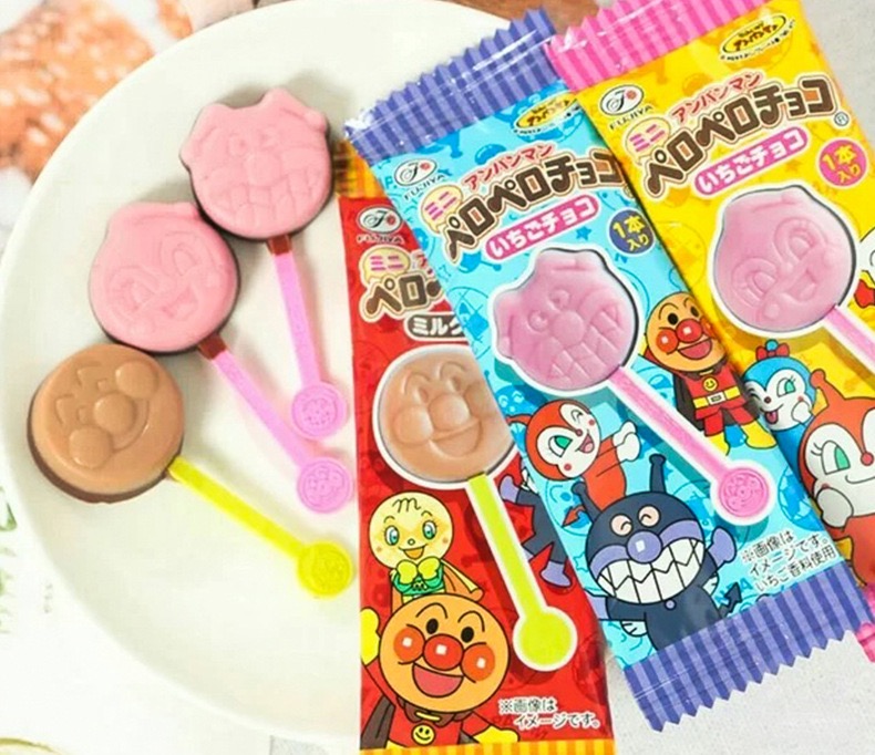 Japan's native FUJIYA Bread Superman Baby Children's Milk Chocolate Lollipop Trumpet