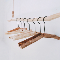 Creative log natural branch hanger Nordic retro wooden clothes hanger clothing store display solid wood clothes support