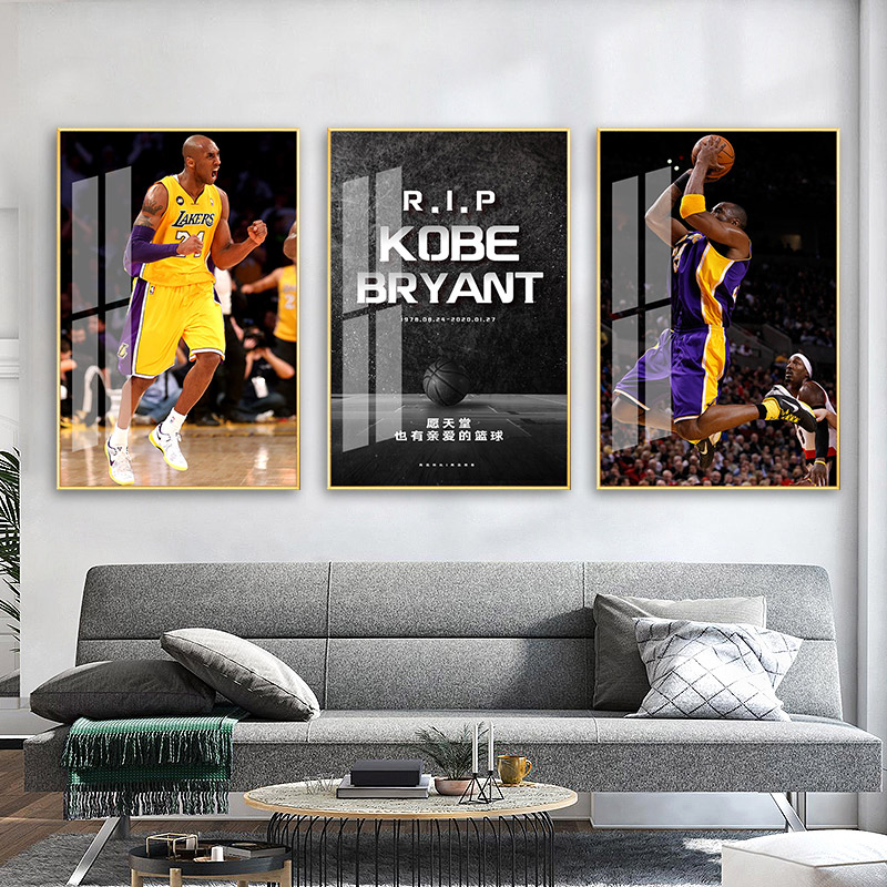 nba kobe hanging modern minimalist living room sofa background wall decorative painting bedroom basketball star head mural