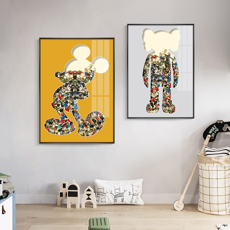 Building Blocks Decoration Painting Bedroom Room Kaws Cartoon Violent Bear Music Robot High Physical Painting Living Room Sofa Hanging Painting