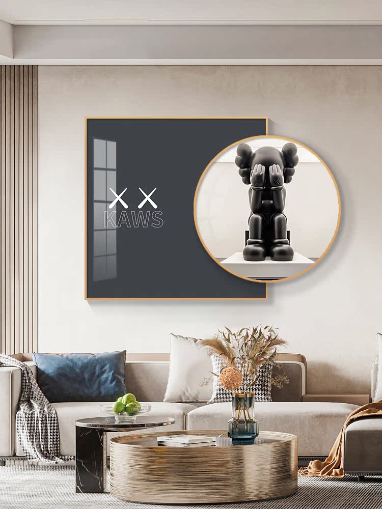 Tide Cards Kaws Hang Painting Square Dining Room Decoration Painting Round Xuanguan Superimposed Painting Living Room Sofa Background Wall Mural Painting