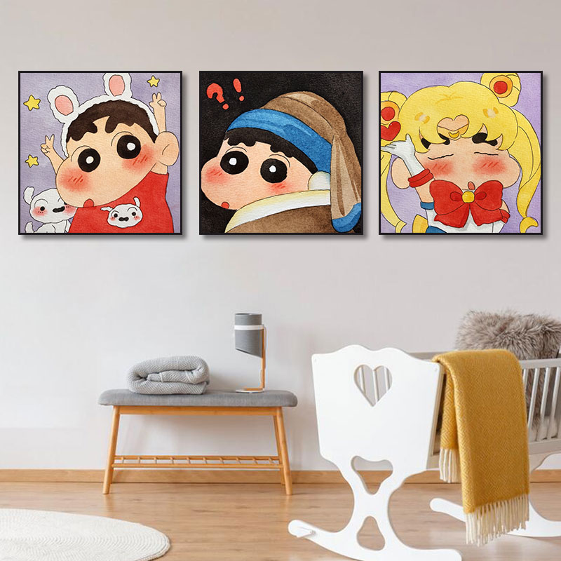 Children Room Decoration Painting Cartoon Cute Girl Bedroom Bedside Cozy Hanging Painting Boy Room Wax Pen Little New Mural-Taobao