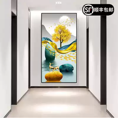 Entrance entrance decorative painting corridor aisle wall mural vertical version modern simple Nordic living room Fantasy Crystal porcelain hanging painting