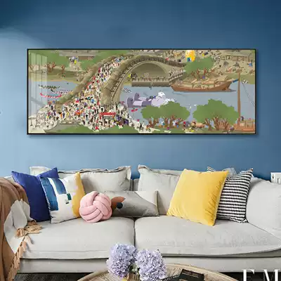 kaws trend mural Tide brand Qingming river map decorative painting creative living room background wall hanging painting bedroom bed painting
