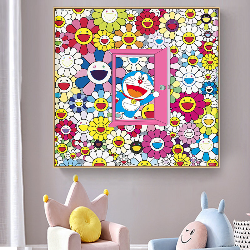 Headboard Background Wall Electric Meter Box Hung Painting Bedroom Net Red Dining Room Sunflowers Kaws Decoration Painting Children's Room Arrangement