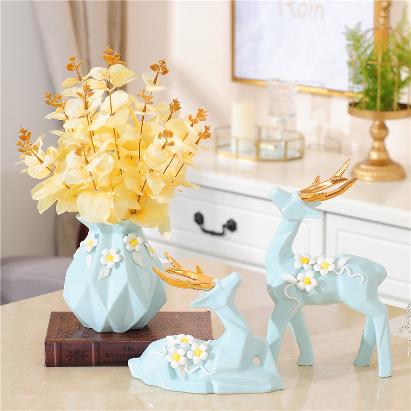 Home Nordic Style Living Room Ceramic Small Decorations Flower Vases Modern Minima Little Fresher Table Drying Flower Pendulum Pieces