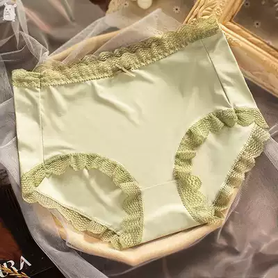 No trace ice silk underwear ladies cotton crotch antibacterial summer Breathable High waist Belly Belly lift hip triangle safety pants thin regret