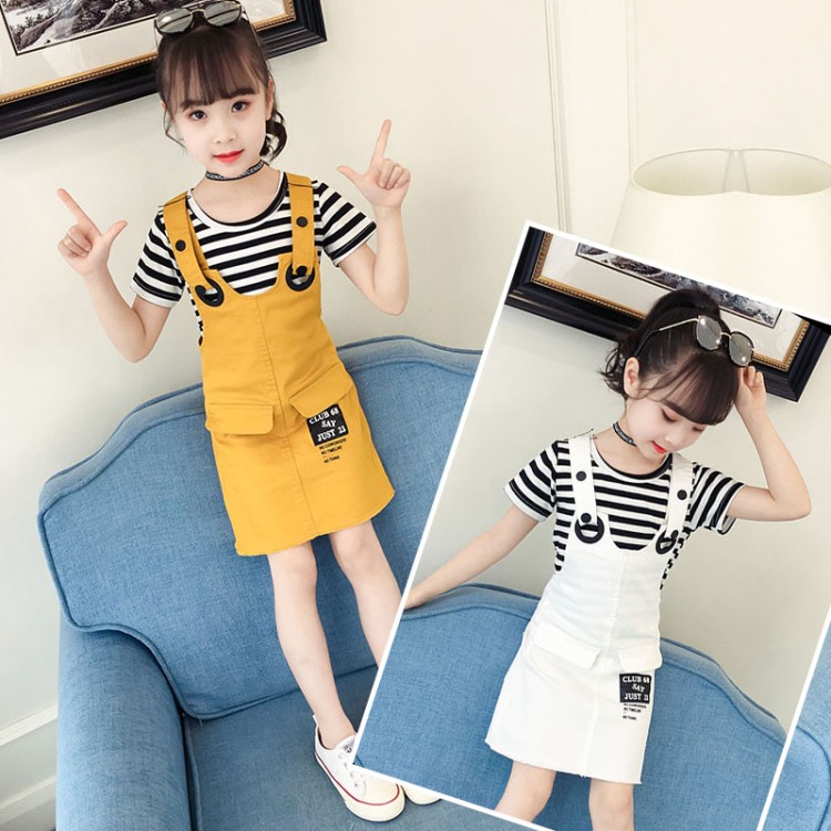 Girls Dress Summer short-sleeved 2021 Korean version of the children's clothing primary school students foreign style fashionable girl princess dress