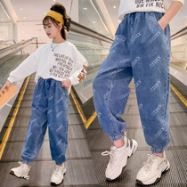 Girls jeans autumn childrens loose casual pants 2021 New Chinese children Girls autumn long pants tide