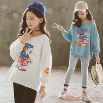 Girls Sweatshirt Spring and Autumn Thin Model Childrens Loose Cotton Top 2021 New Childrens Leisure Autumn