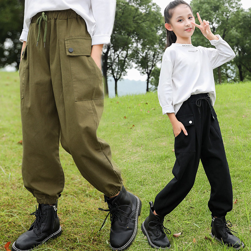 Girls' overalls Spring and Autumn New Tong children's fashion loose casual pants children's autumn Joker foot trousers
