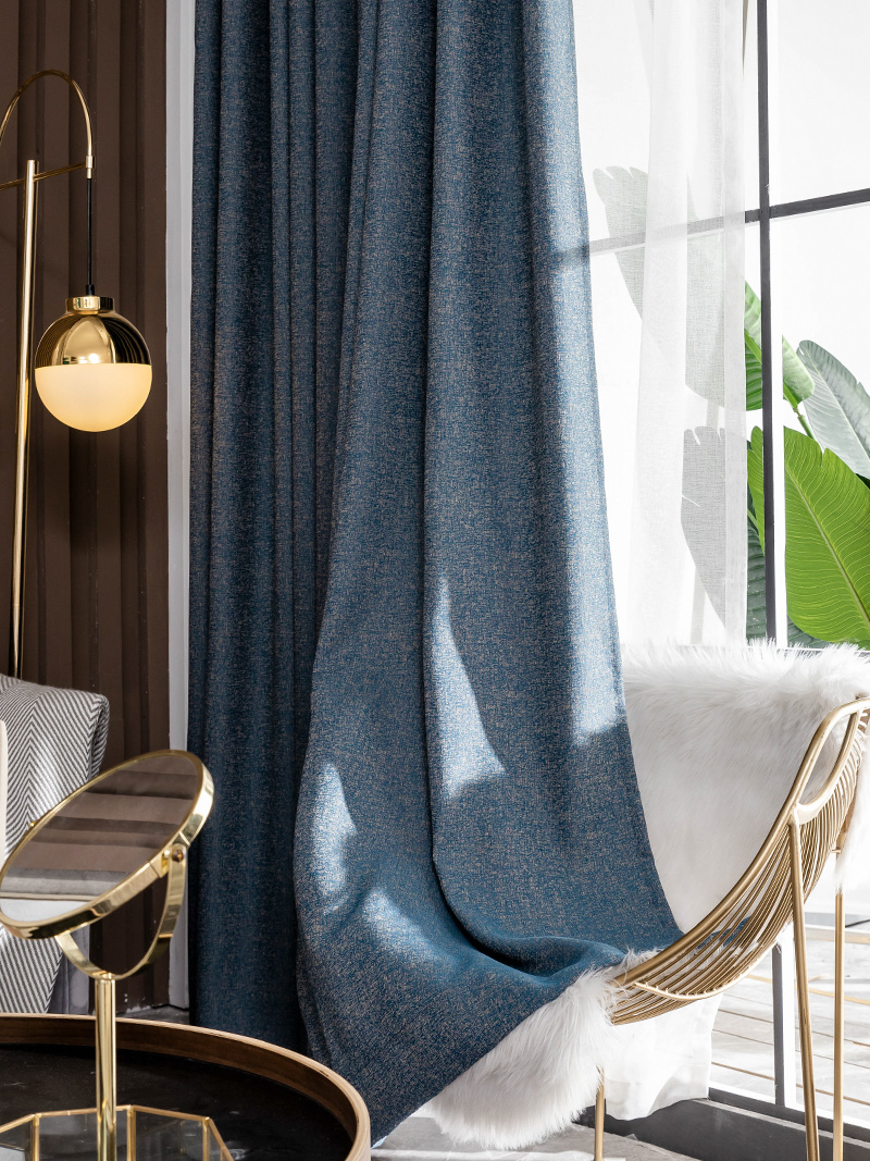 American light luxury modern solid color thickened curtain blackout high precision three-dimensional jacquard villa living room bedroom custom curtain