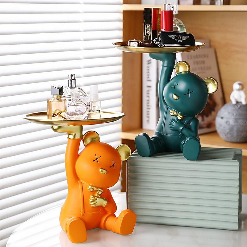 Violent Bear Light Lavish Home Decoration Pint Entrance Door Xuan Guan Key Containing the Living Room Creative Gift Tray New Residence Gift