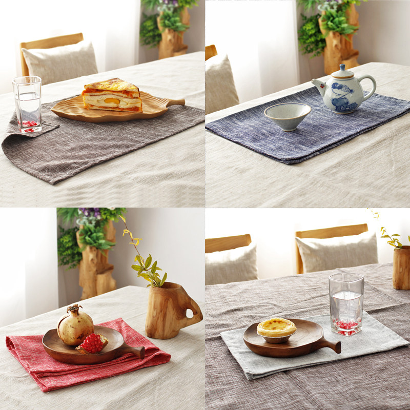 Vegan cotton linen double layer Home heat insulation pads Children Chinese style tea towels Japanese style meal cushion Nordic anti-burn photo cloth