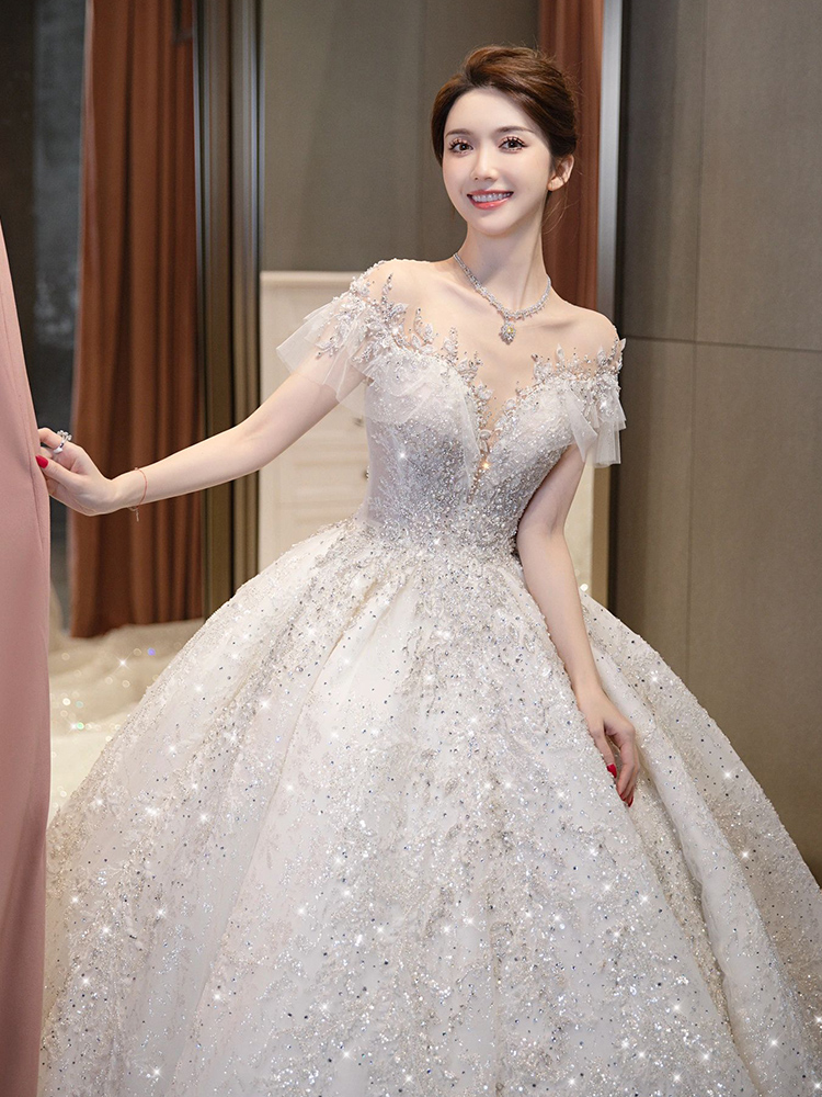 French wedding dress 2023 new bride light luxury niche high -end high -end texture big dragg retro main yarn female 2024 French wedding dress 2023 new bride light luxury niche high -end high -end texture big dragg retro main yarn female 2024