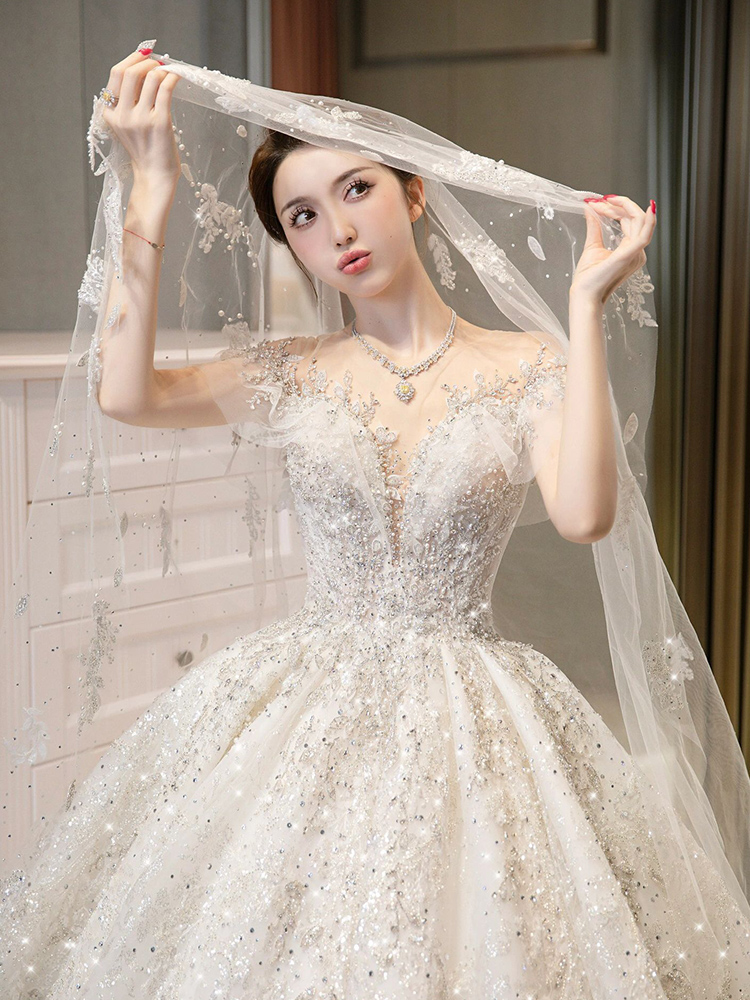 French wedding dress 2023 new bride light luxury niche high -end high -end texture big dragg retro main yarn female 2024 French wedding dress 2023 new bride light luxury niche high -end high -end texture big dragg retro main yarn female 2024