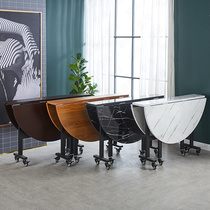 Folding table large round table hotel multifunctional living room round table movable three fold table simple home dining table