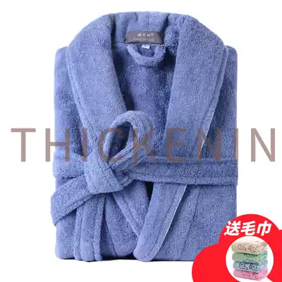 High GSM thick cotton bathrobe men and women towel absorbent white hotel couple medium long version bath large yukata
