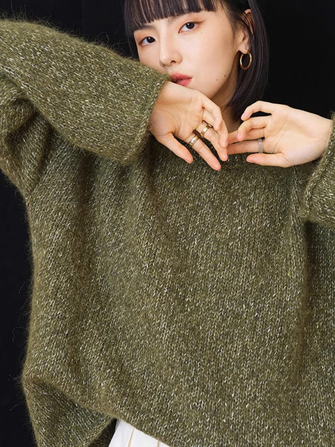 Autumn and Winter Retro Japanese-Style Loose and Casual Knitwear New Year Red Women's Clothing Christmas Red Outerwear Sweater Thickened Top