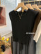 Summer Ice Silk Thin Flying Sleeve Knitwear Women's Design Waistless Lace-Up T-Shirt Slimming Look Short Sleeveless Top