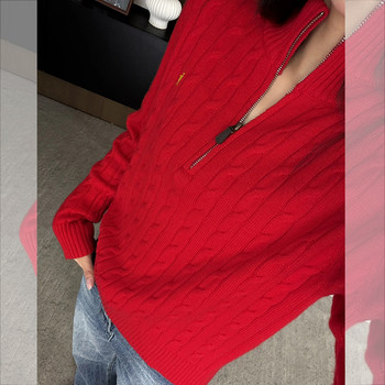 Old Money Style High-Neck Zip-Up Knit Sweater for Women, Unique and Stunning for Autumn and Winter, Soft and Luxurious Inner Wear Sweater with a High-End Feel