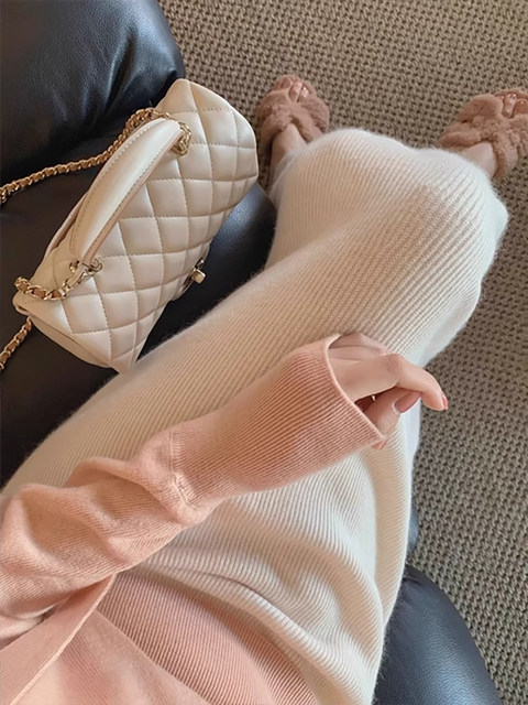 French Style Gentle Cashmere Knitted Skirt for Women, Autumn and Winter Long Skirt, Fishtail Skirt, Elegant High-Waisted Slimming Hip-Hugging Skirt