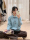 Autumn and Winter Korean Style High-Neck Blue Knit Sweater for Women with a Stylish Design, Lapel Collar, Outerwear Sweater with a High-End Feel, Casual Inner Layer Top
