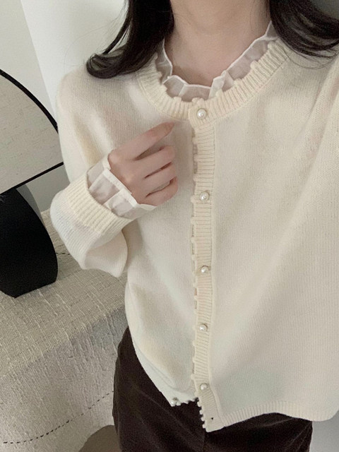 Korean-Style New Year Red Fake Two-Piece Knitted Base Shirt for Women, Spring Lazy Style, Stunning Inner Sweater with Patchwork Design
