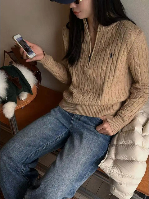 Old Money Style High-Neck Zip-Up Knit Sweater for Women, Unique and Stunning for Autumn and Winter, Soft and Luxurious Inner Wear Sweater with a High-End Feel