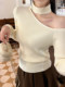 Korean-Style Halter Neck One-Shoulder Slim-Fit Knit Sweater for Women, Autumn and Winter Design, Off-Shoulder Base Sweater, Soft and Cozy Inner Wear Top