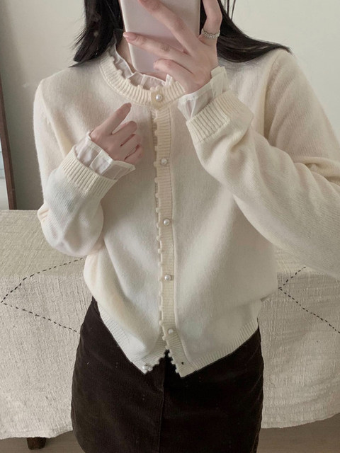 Korean-Style New Year Red Fake Two-Piece Knitted Base Shirt for Women, Spring Lazy Style, Stunning Inner Sweater with Patchwork Design