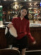 Korean-Style Atmospheric Warm Scarf, New Year Red Sweater for Women, Winter Thickened Lazy High-End Inner Knit Top