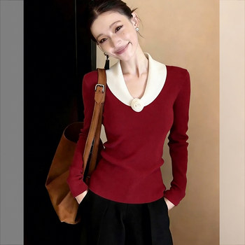 Spring Lazy Style Floral Design, Stunningly Beautiful Inner Sweater for Women, Very Attractive Knitted Base Shirt, Elegant Top