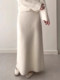 White Wool A-Line Knitted Skirt for Women, Autumn and Winter, High-Waisted, Slimming, Thickened, Hip-Hugging Skirt, Elegant and Gentle Long Skirt