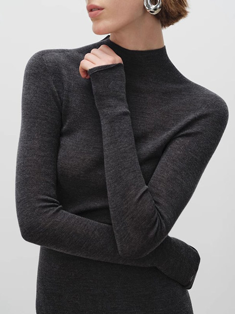 French Half-High Collar Wool Knitwear for Women in Autumn and Winter, High-End Tight-Fitting Inner Knitwear, Elegant and Slimming Bottoming Top