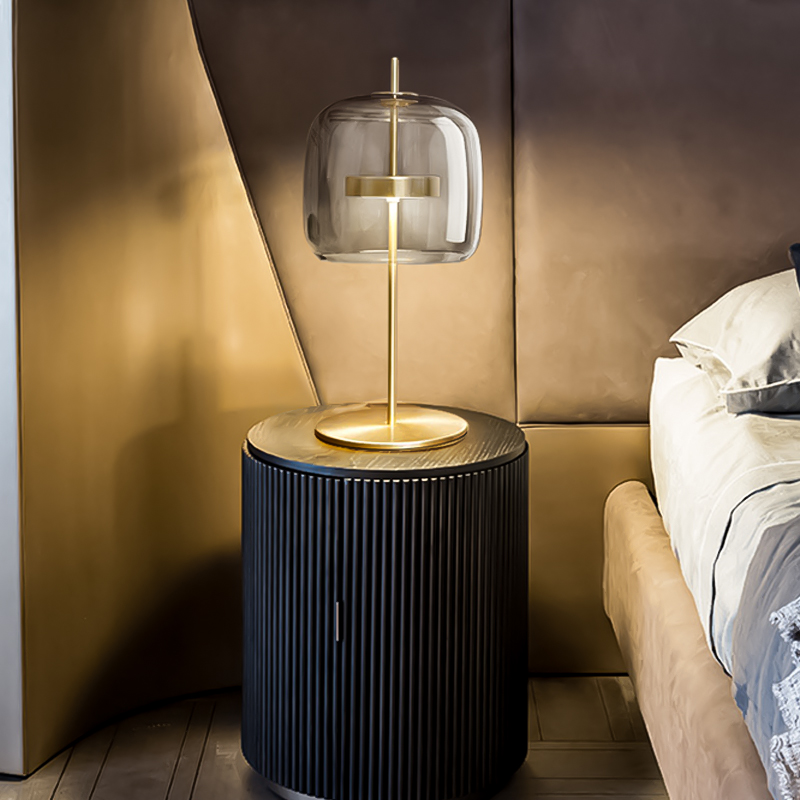 Nordic minimal glass table lamp warm household bedroom headlamp designer Art Hotel sample lamp