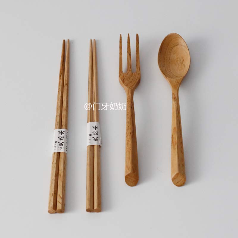 Door Tooth Grandma Handmade Chestnut Wood Series Meal Fork Dining Spoon Chopstick West Dining Fork Spoon-Taobao