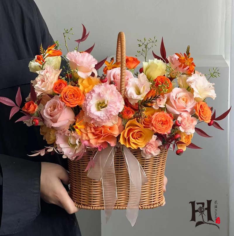 Rose Sunflower Handheld Flower Basket Putian City Flower Express Xiamen Fuzhou Birthday Housewarming Opening Flower Delivery