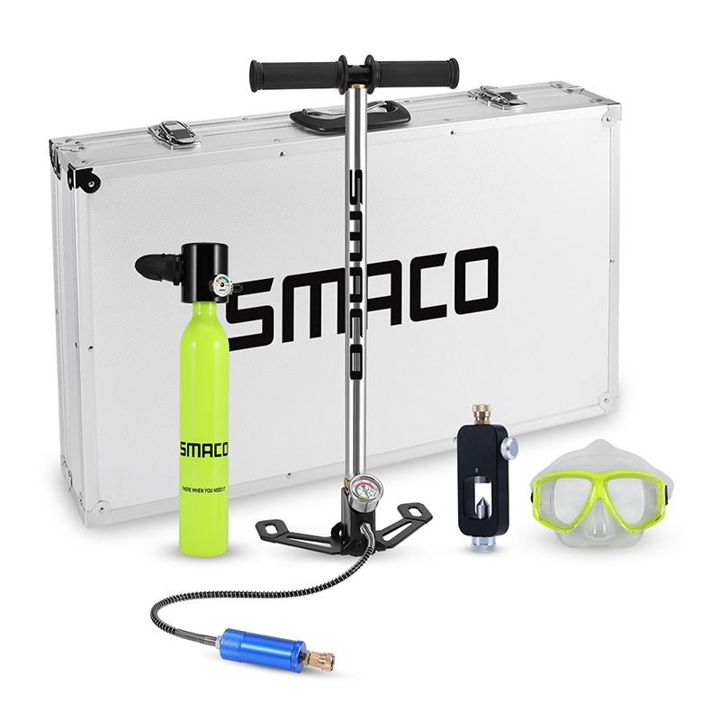 SMACO portable oxygen gas tank underwater deep diving light aspirator water lung fish gills full set of professional bottle tubes 1kg equipped