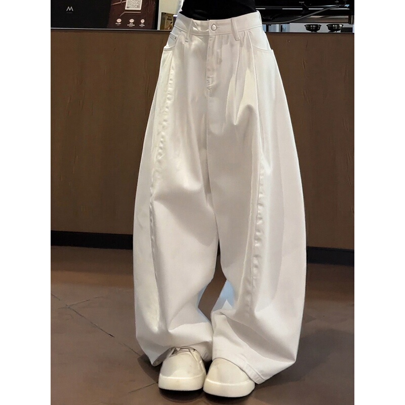 2026 Summer New Style Extended White High-Waisted Wide-Leg Pants for Women, Loose and Slimming Casual Pants with a Relaxed Feel 2026 Summer New Style Extended White High-Waisted Wide-Leg Pants for Women, Loose and Slimming Casual Pants with a Relaxed Feel