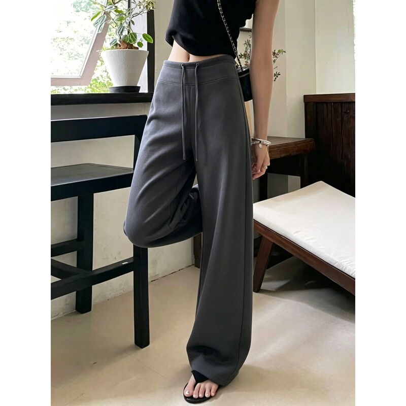 Dark Gray Flared Yoga Pants for Women, 2026 Summer New Style, Extra-Long for Tall Individuals, Loose and Drapey Casual Wide-Leg Pants