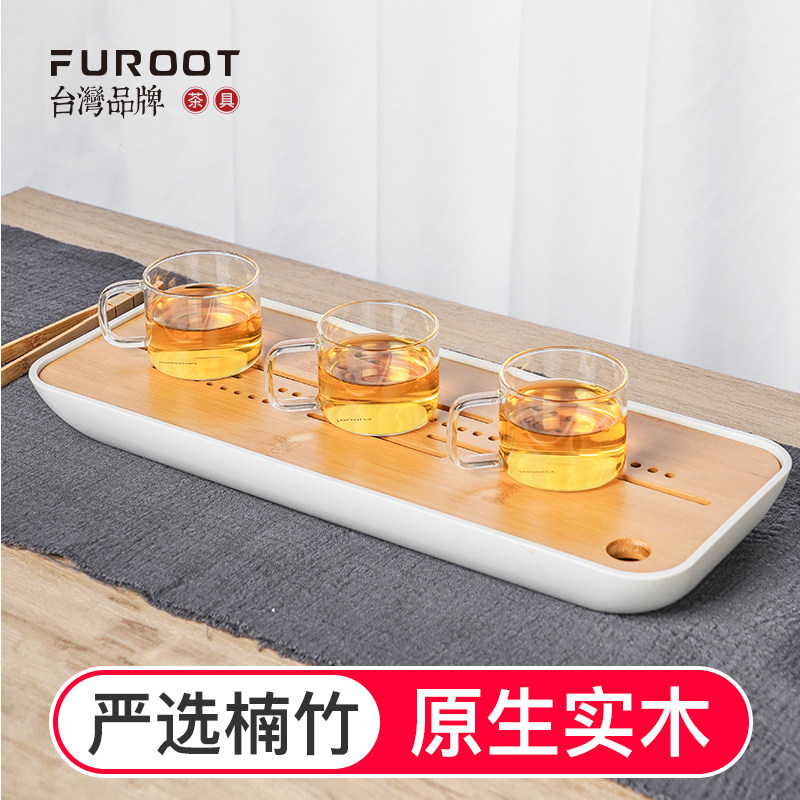 Tea tray tray Solid wood drain tray Mobile tea table Household small tea table dry bubble table Modern simple bamboo tea tray
