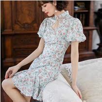 0719 Do not return do not change the spike goddess series gentle French pastoral style goddess Cheongsam dress heavy industry