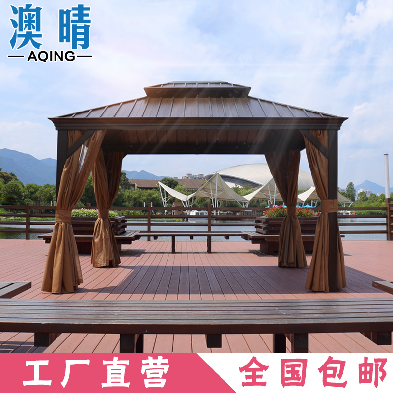 Outdoor gazebo courtyard villa simple tent assembly sunshade canopy log cabin four-corner pavilion European-style large canopy