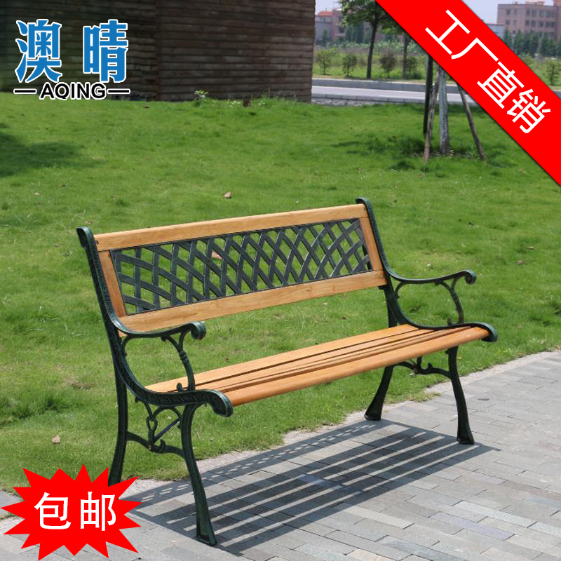 Park bench backrest (European style carved flower) Long chair solid wood row chair sunscreen garden open-air bench chair