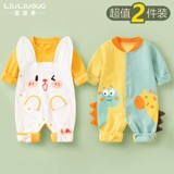 Демисезонный комбинезон для младенца подходит для мужчин и женщин для девочек, хлопковый весенний лонгслив для новорожденных, 2 шт