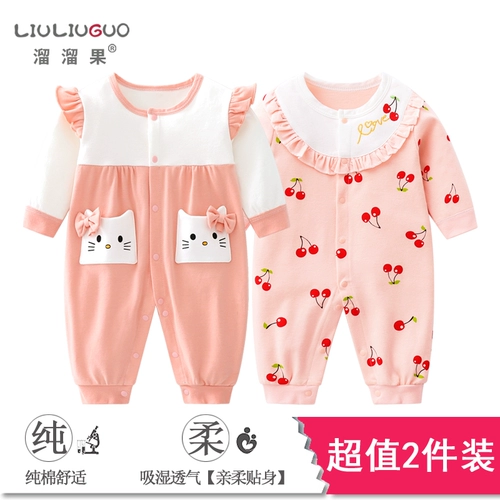 Детский комбинезон, осенний хлопковый комплект для принцессы для младенца, 2 шт, в западном стиле