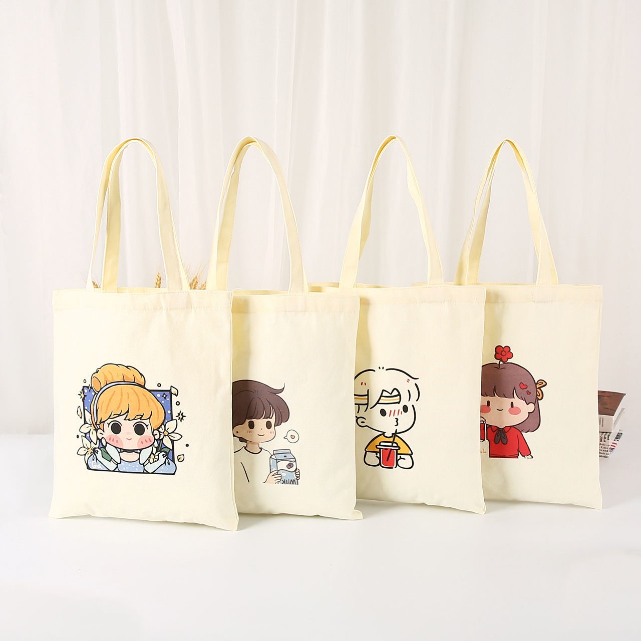 Spot Student Cartoon Canvas Bag Children's Day Environmentally Friendly Durable Canvas Bag Fashion Shoulder Canvas Female Bag