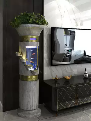 Cylindrical acrylic fish tank Aquarium Living room lazy modern light luxury goldfish tank household free-to-change small water medium-sized