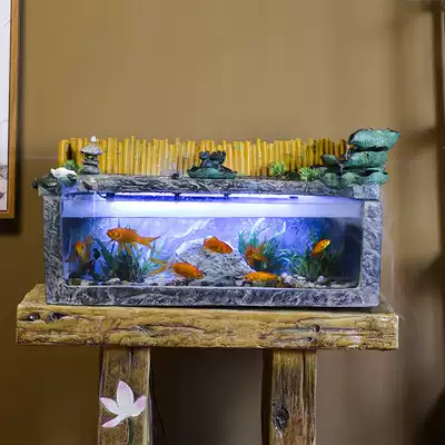 Creative aquarium Free water change water goldfish tank back filter Household living room small glass office desktop decoration